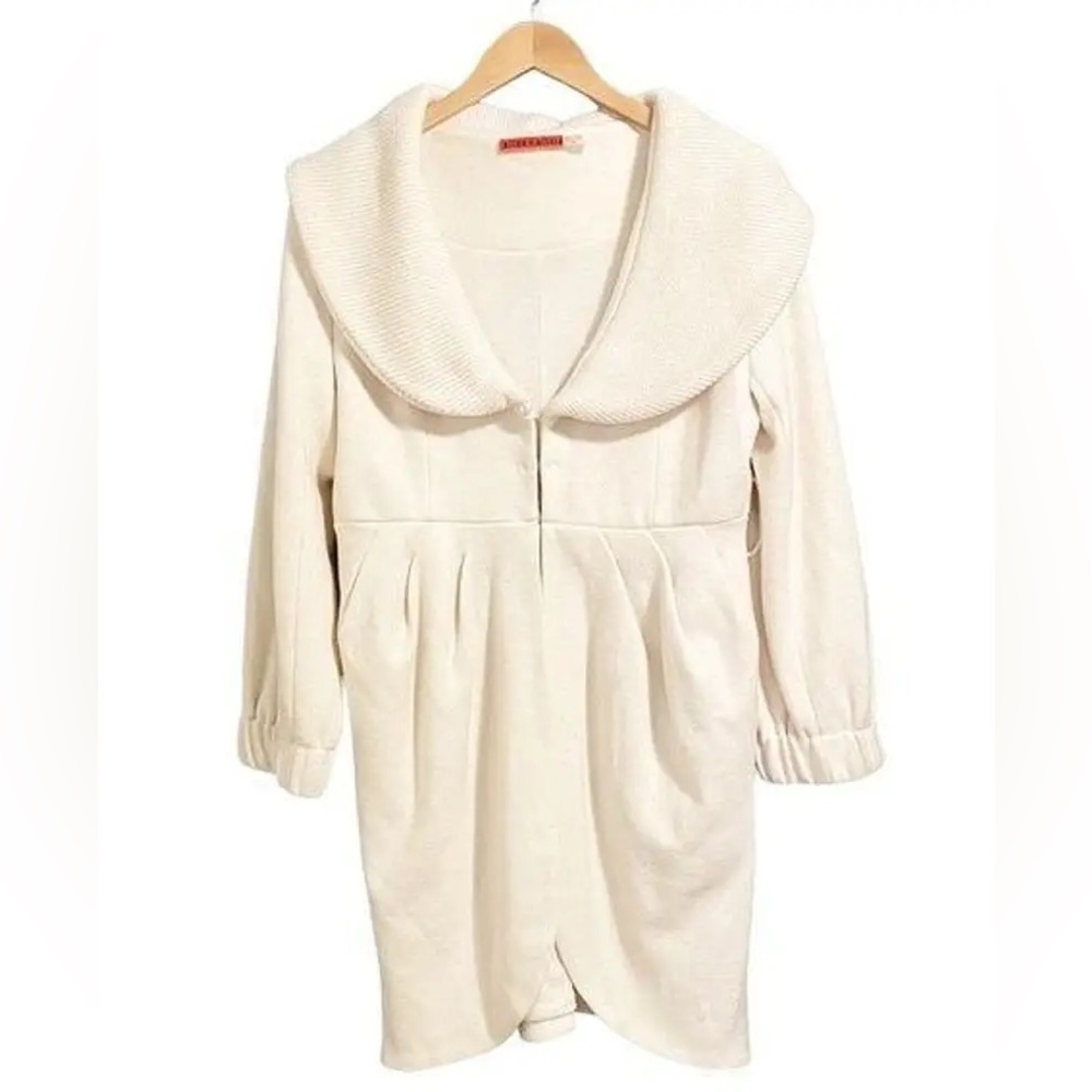 Alice + Olivia Winter White Wool Blend Coat Women’s Size Medium Cream Silk Lined
